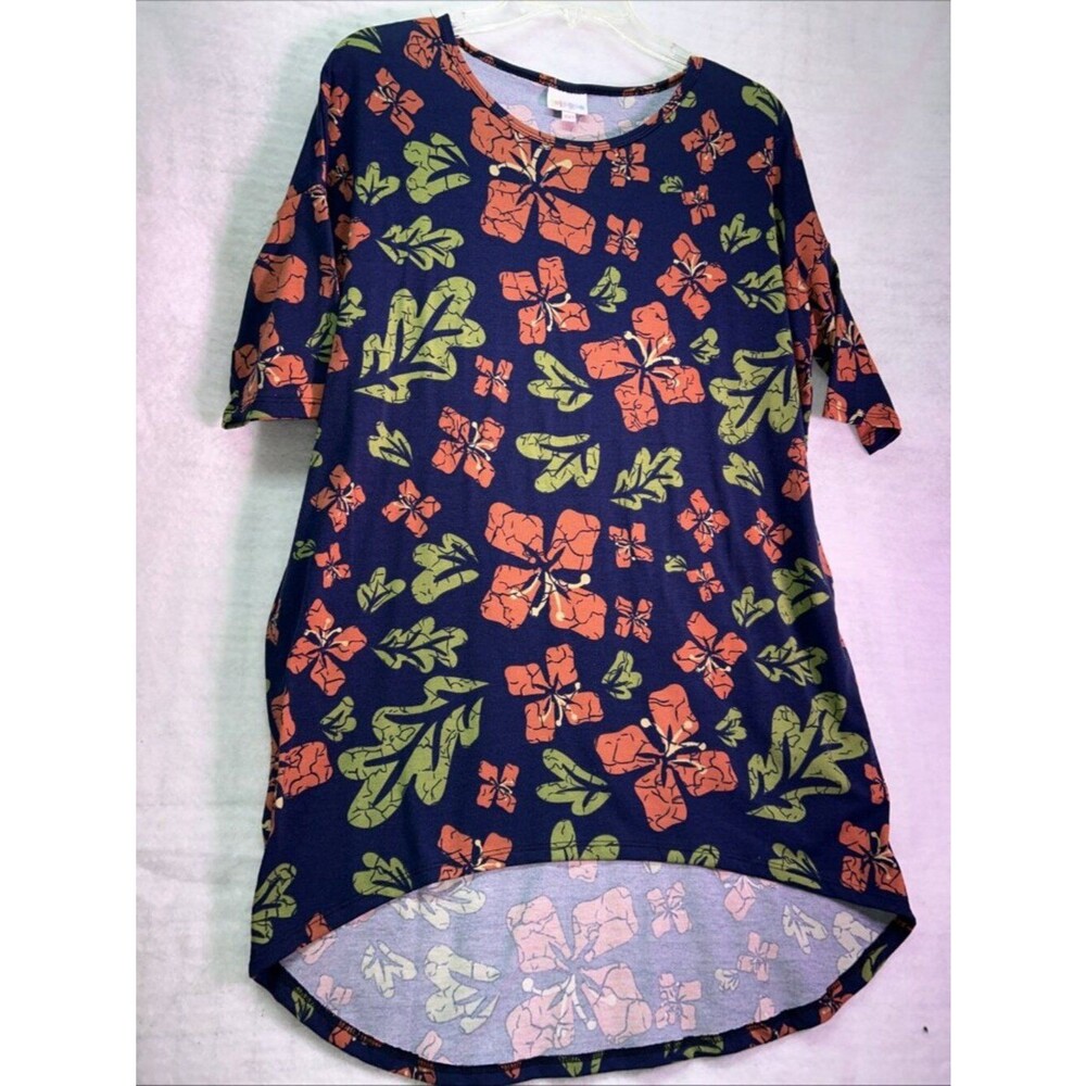 LulaRoe | Women's Simply comfortable Short Sleeve Blue Flora Tunic Size XXS